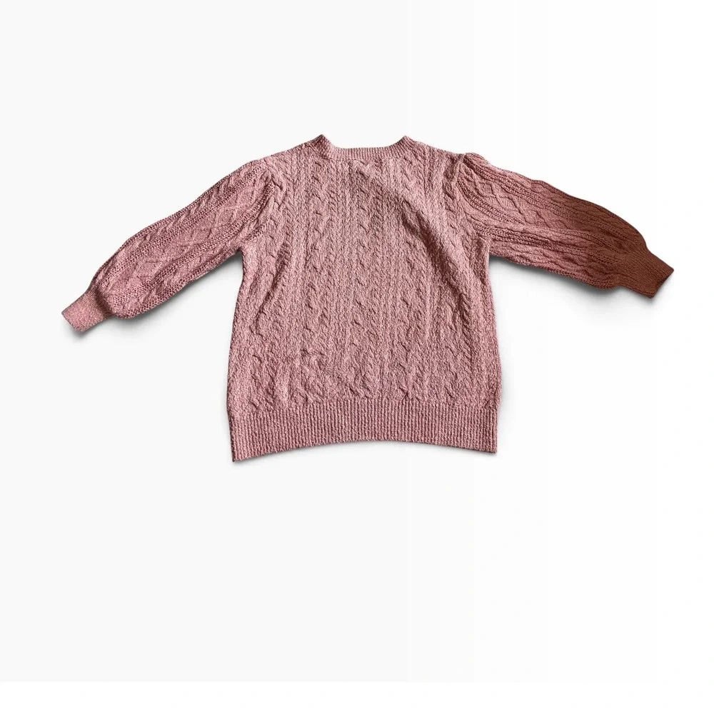 Free People Cable Knit Sweater Large Pink Boho Chunky Pullover